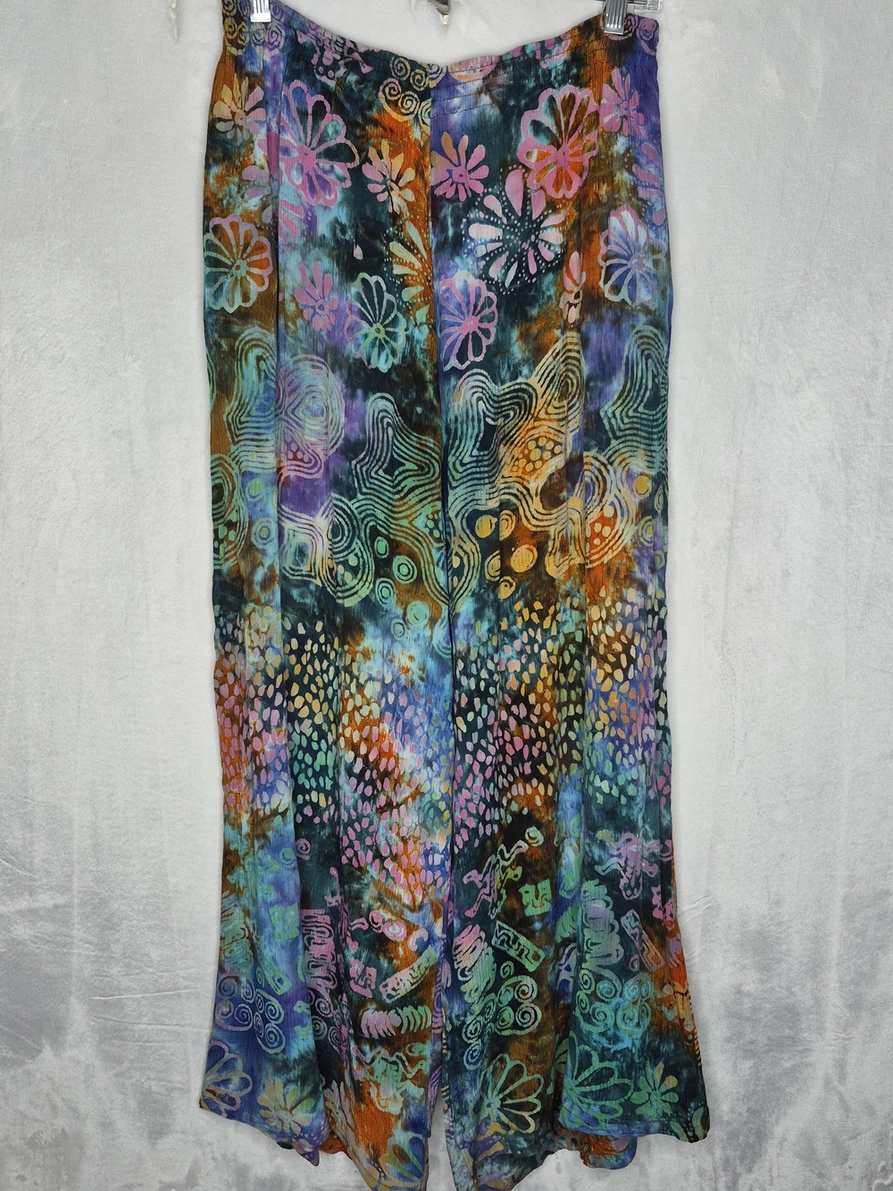 Splash Wearable Art Rayon Floral Print Wide Leg Pants Womens One Size OS